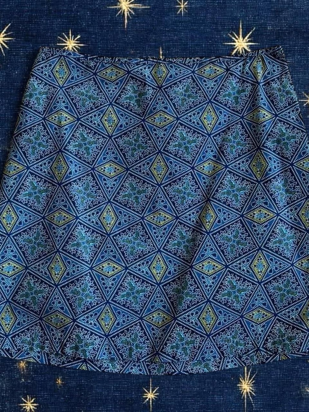 Y2K Blue Geometric Mini Skirt